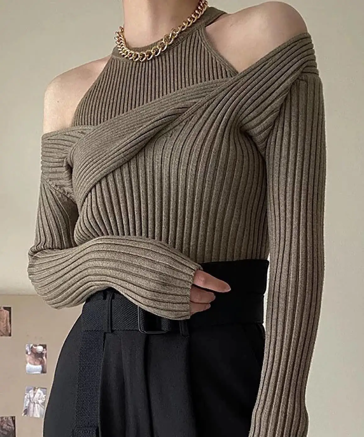 Two Piece Knit Sweater In Green