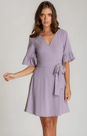 V-neckline Short Sleeve Dress with Ruffle Detail (ADR927B) 