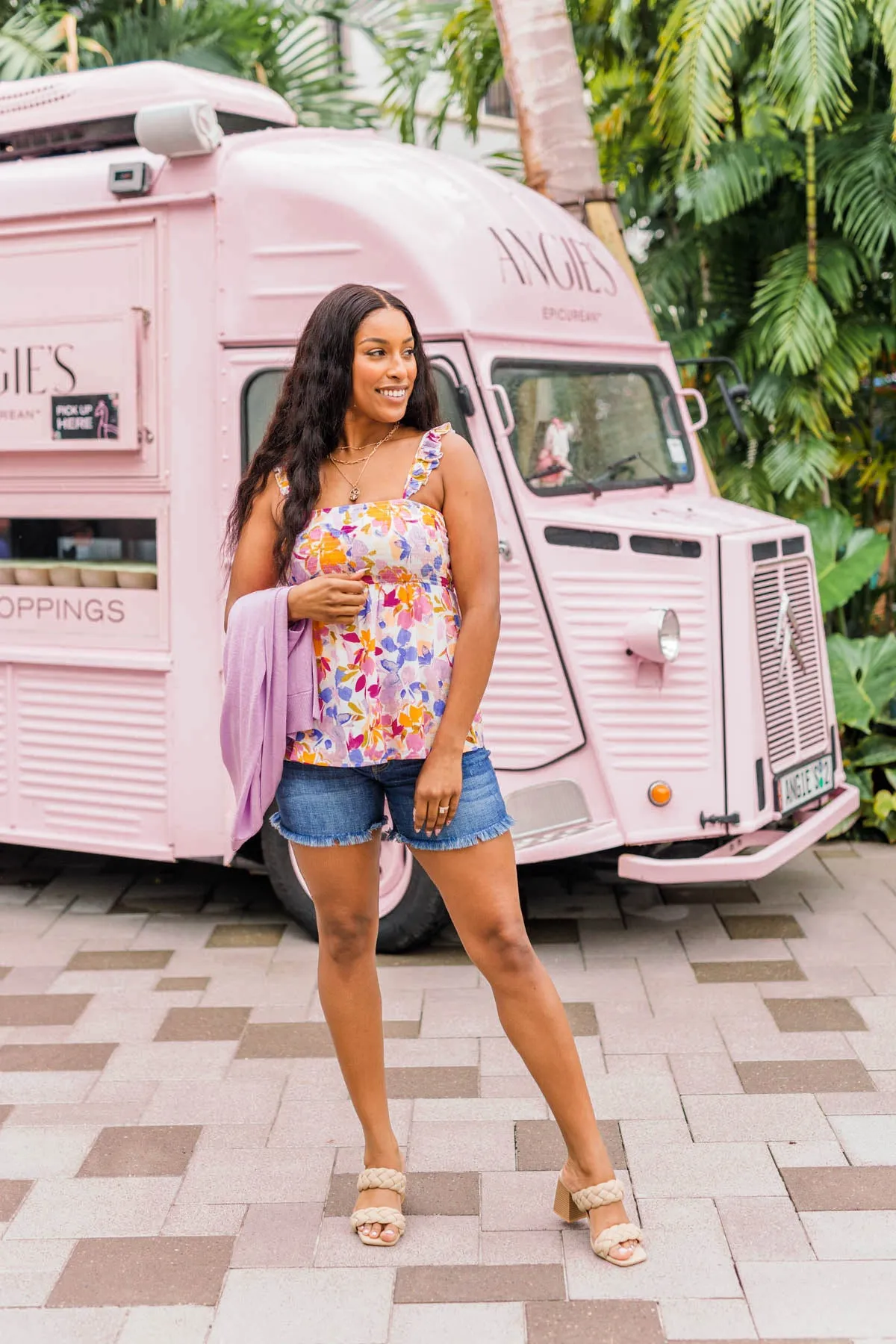 Vacation Every Day Floral Tank- Lavender