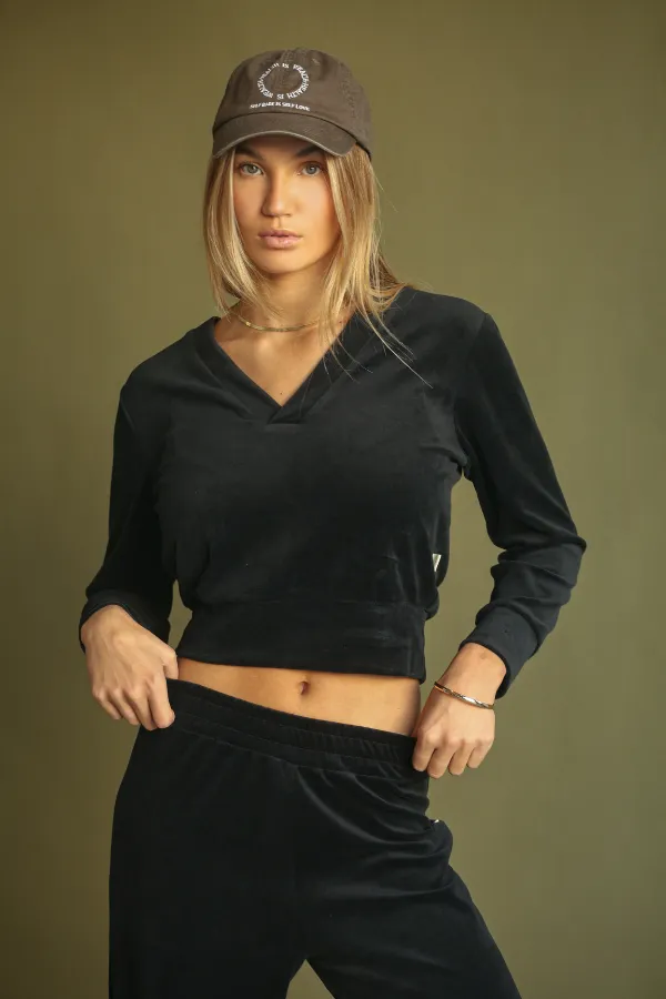 Velour Retro Sweater Noir