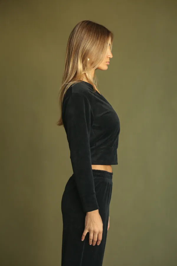 Velour Retro Sweater Noir