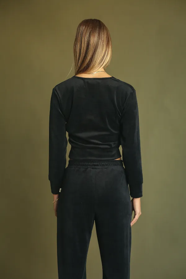 Velour Retro Sweater Noir