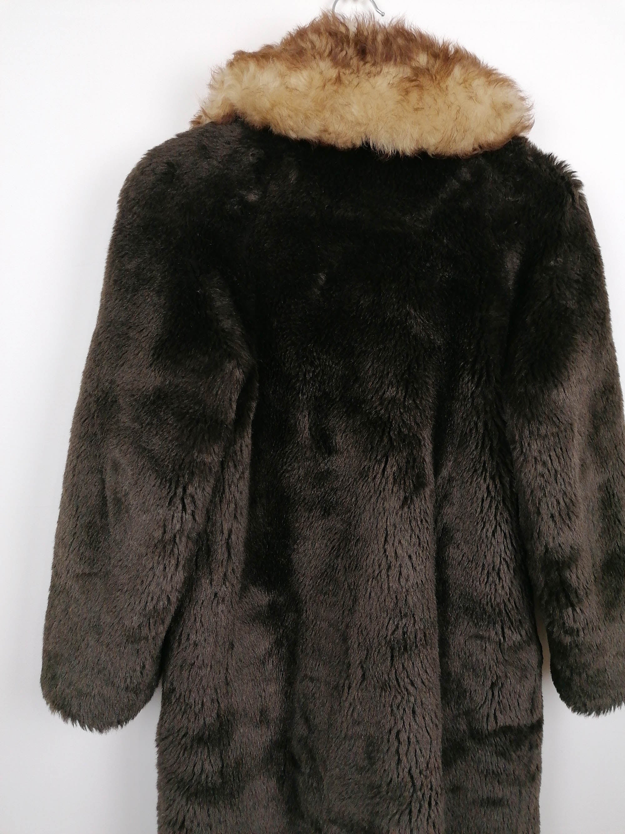 Vintage 80's Faux Fur Long Coat Made in Czechoslovakia- size XS-S