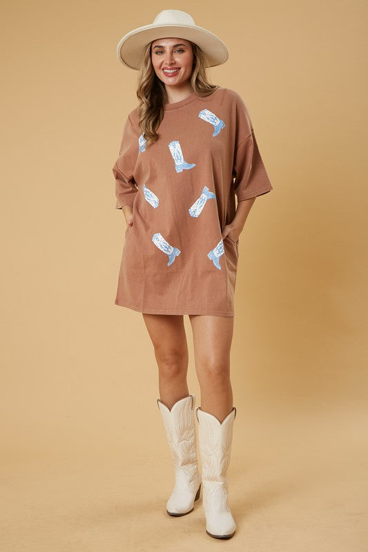 Western Boot Tee Dress