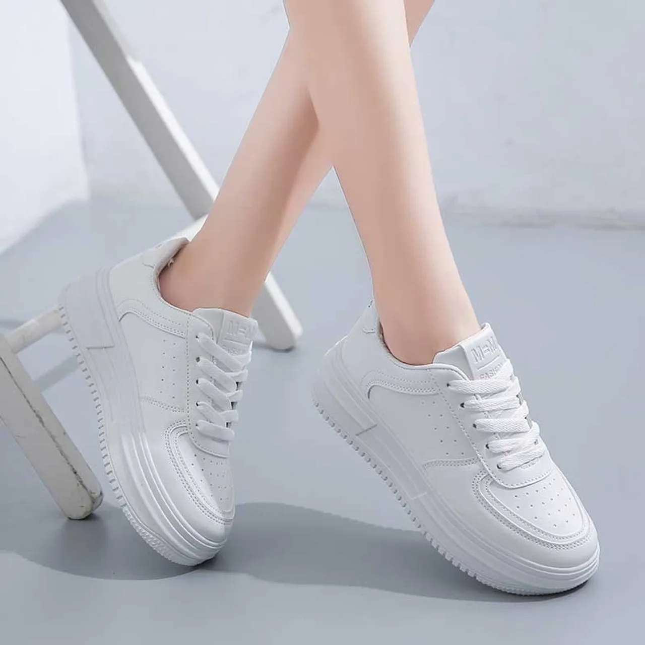 White label print casual platform shoe sneaker