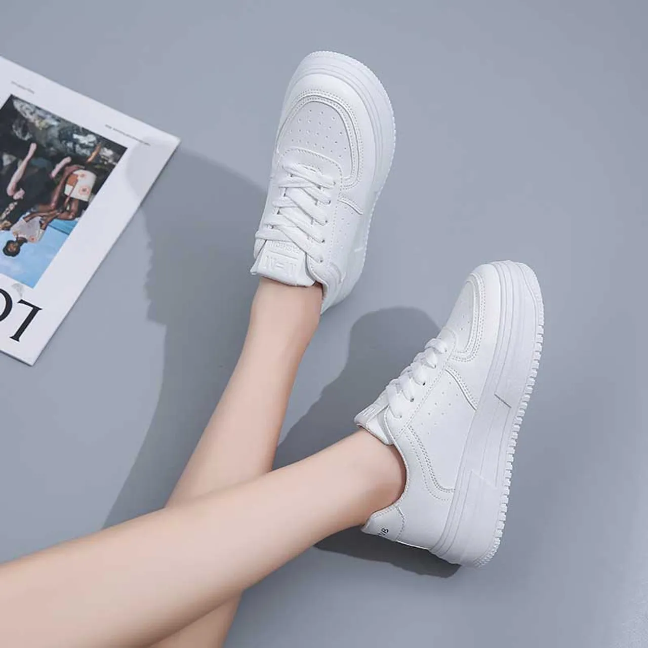 White label print casual platform shoe sneaker