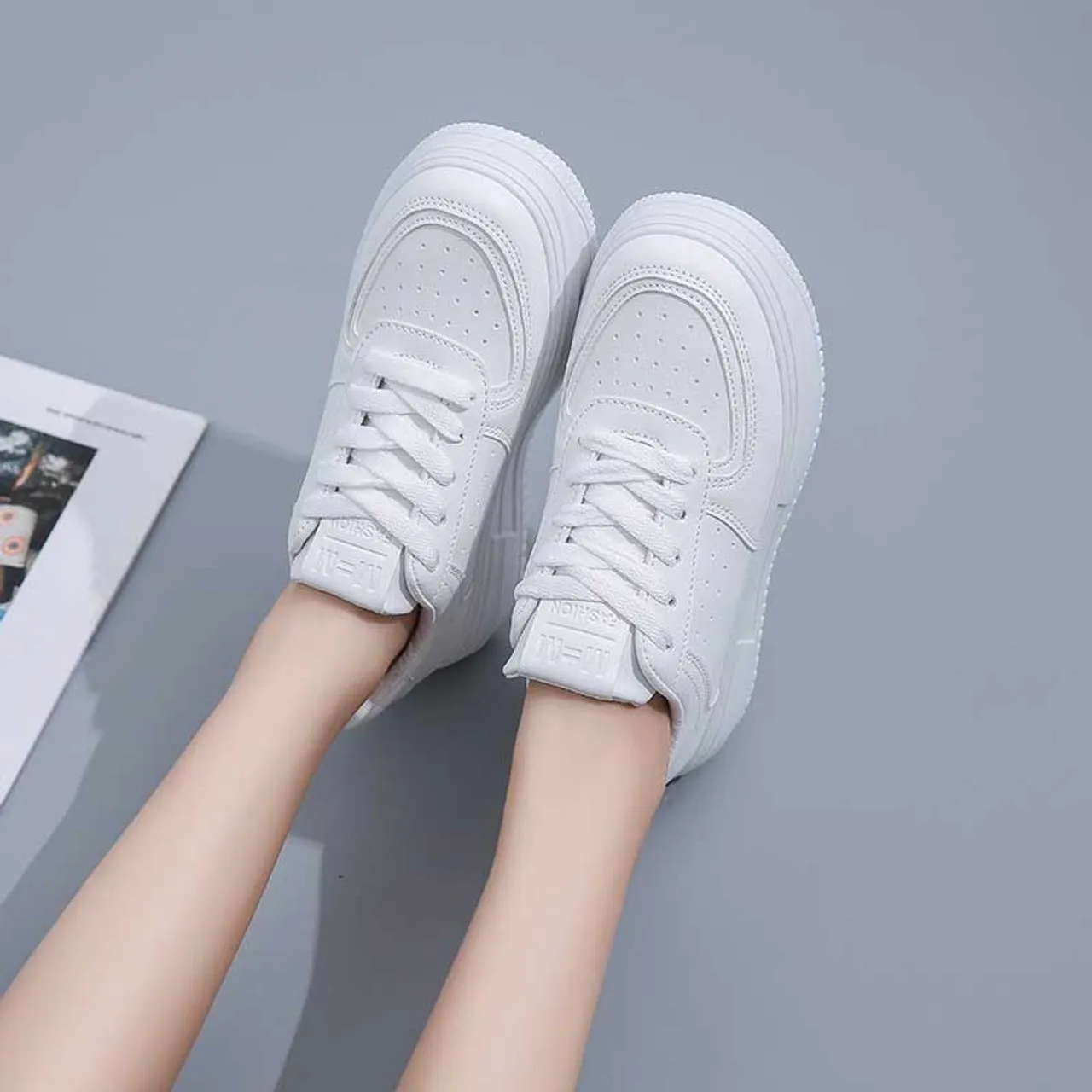 White label print casual platform shoe sneaker