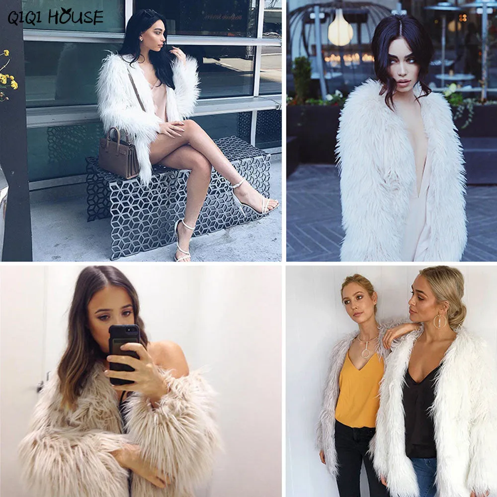 Winter Women Coat Plus Size 3XL Warm Faux Fur Fox Coat Ladies Elegant Winter Outwear Coats Veste Femme#C112 SM6