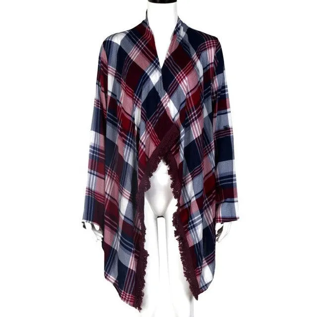 Women Coat Plaid Cardigan Loose Outwear Jacket Casual Long Sleeve Coat Autumn Windbreaker Women Casacas Mujer 2016#C919 SM6