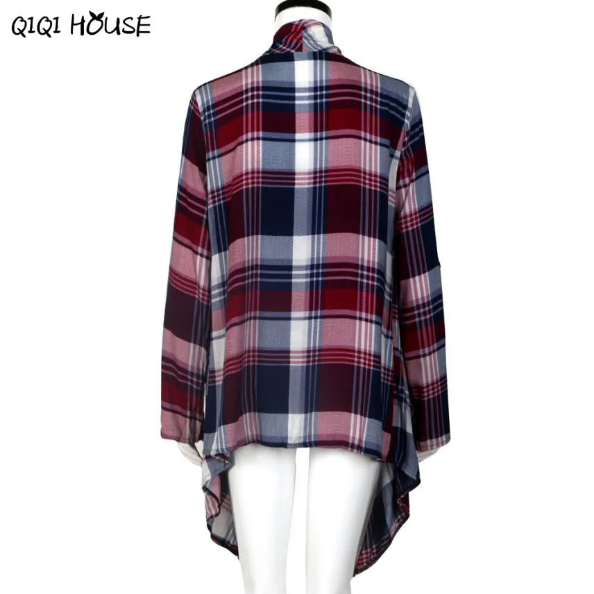 Women Coat Plaid Cardigan Loose Outwear Jacket Casual Long Sleeve Coat Autumn Windbreaker Women Casacas Mujer 2016#C919 SM6