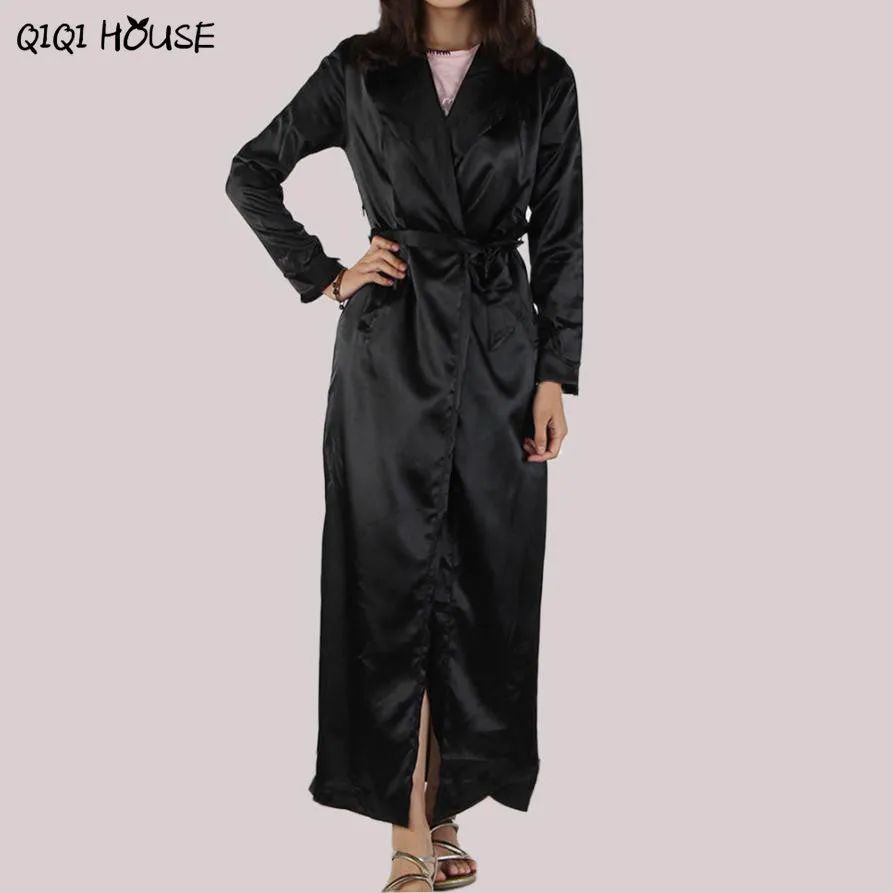 Women Coat Stain Elegant Windbreaker Women Sexy Casual Long Sleev Solid Long Coat Veste Femme#D901 SM6