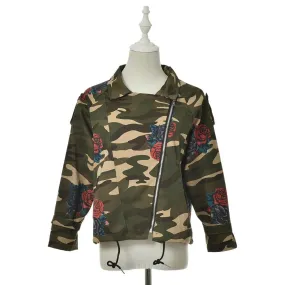 women's army green camouflage jackets coat zipper cardigans denim jackets women coats clothings  SM6