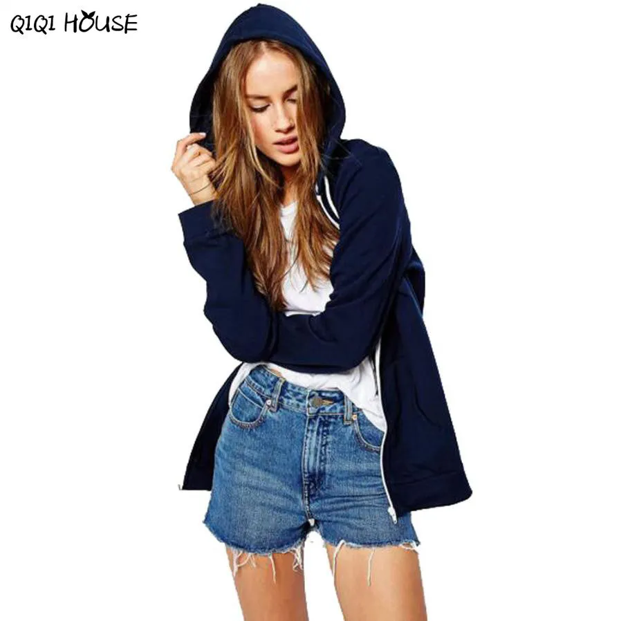 Womens Bomber Jacket Hooded Solid Blue Long Sleeve Coats Fitness Outwear Autumn Basic Jacket Camperas De Mujer#C928 SM6