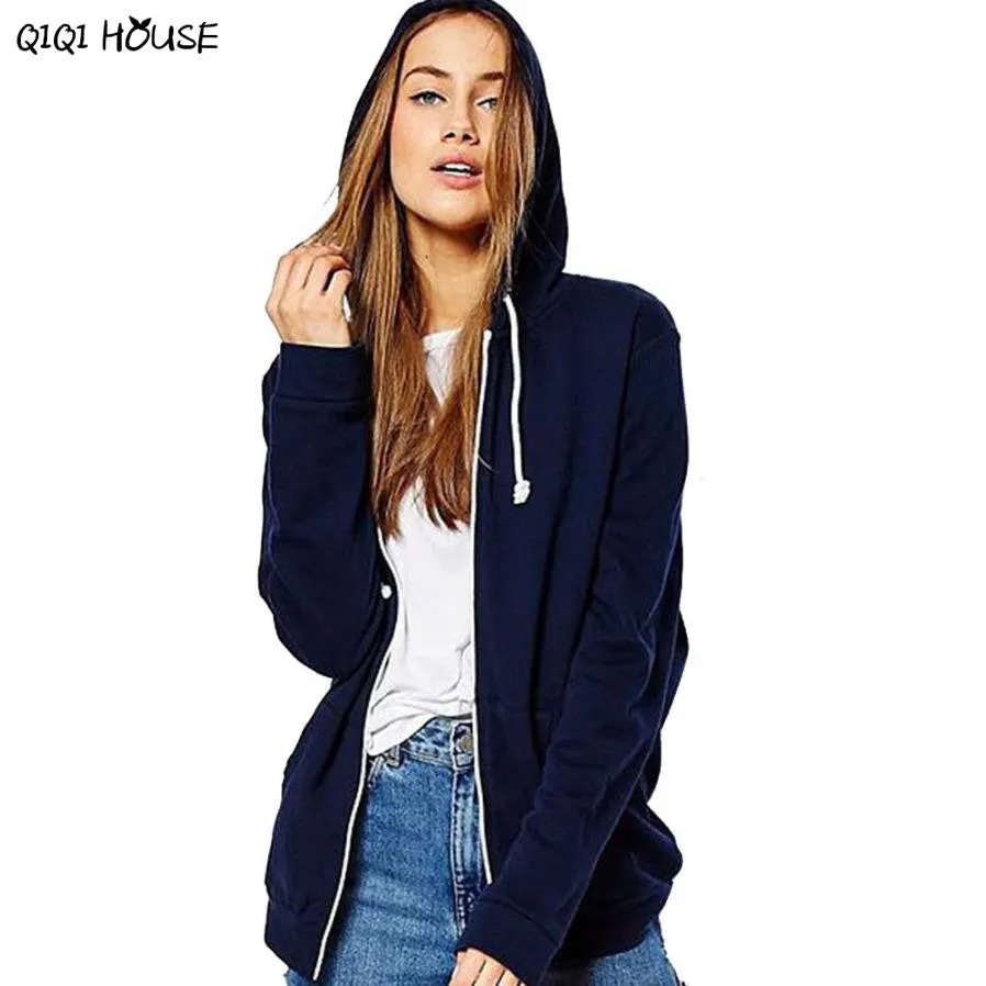 Womens Bomber Jacket Hooded Solid Blue Long Sleeve Coats Fitness Outwear Autumn Basic Jacket Camperas De Mujer#C928 SM6