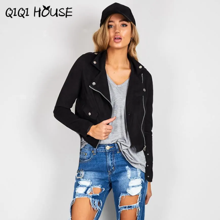 Womens Bomber Jacket Sexy Winter Slim Motorcycle Leather Jacket Zipper Coat Basic Wear Abrigos De Mujer#C819 SM6