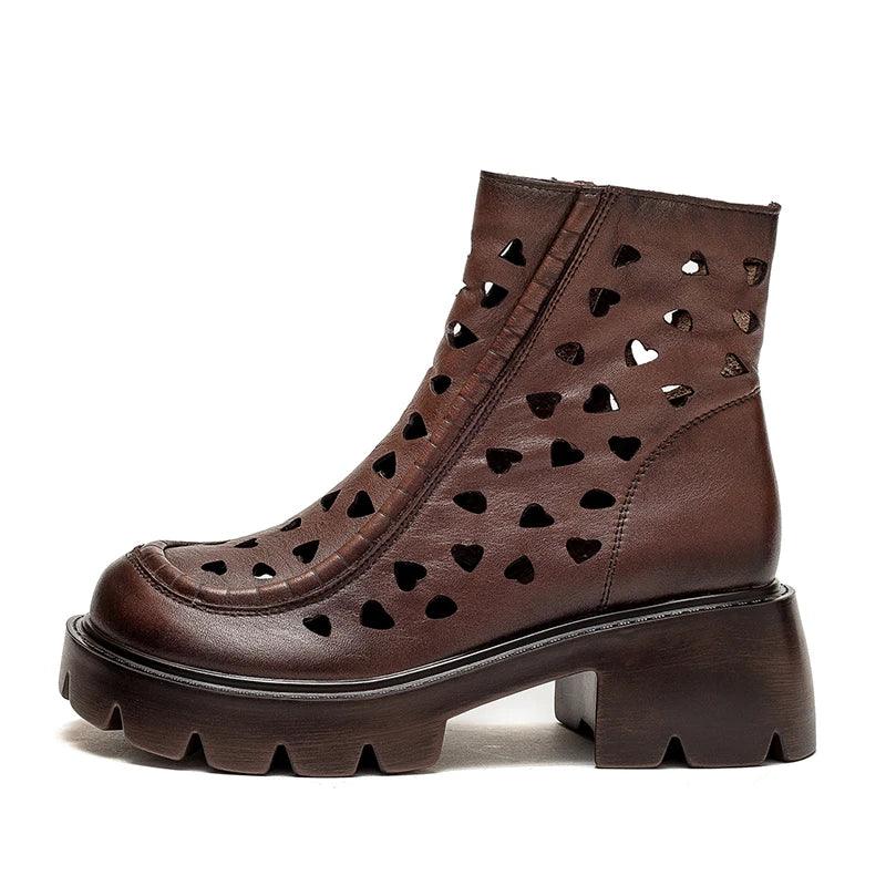 Women's Casual Leather Shoes: LZ428 Hollow Out Boots and Sandals