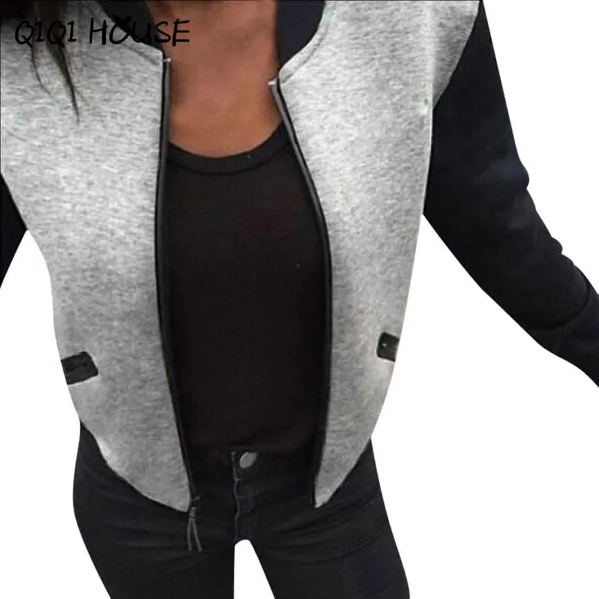 Womens Jackets And Coats Patchwork Baseball Coats Casual Long Sleeve Cotton Youth Jackets Bomber Femme#C825 SM6