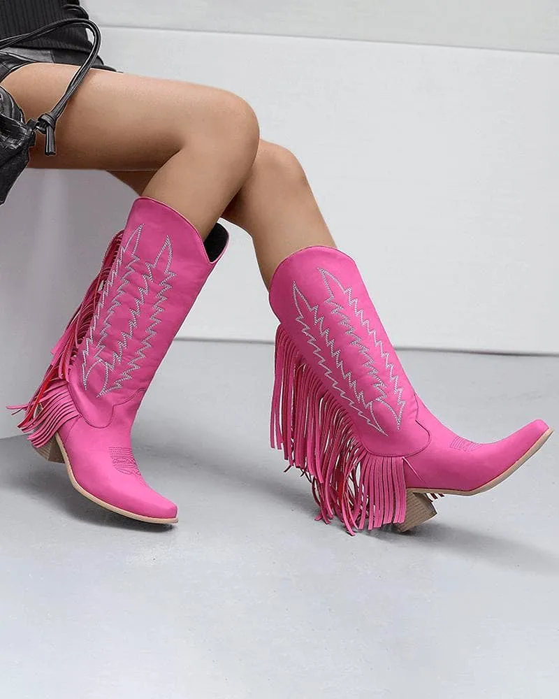 Women's Web celebrity style Embroidery Tassel Boots