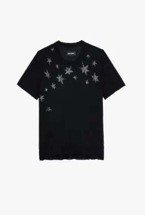 Zadig & Voltaire Ida CP Stars Strass Cashmere Sweater in Noir