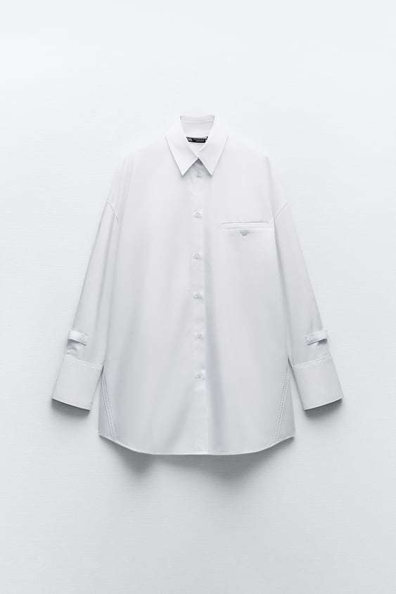 ZARA  |PIPED GABARDINE OVERSIZED SHIRT