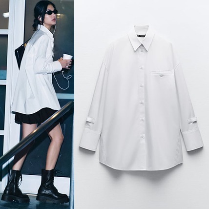 ZARA  |PIPED GABARDINE OVERSIZED SHIRT