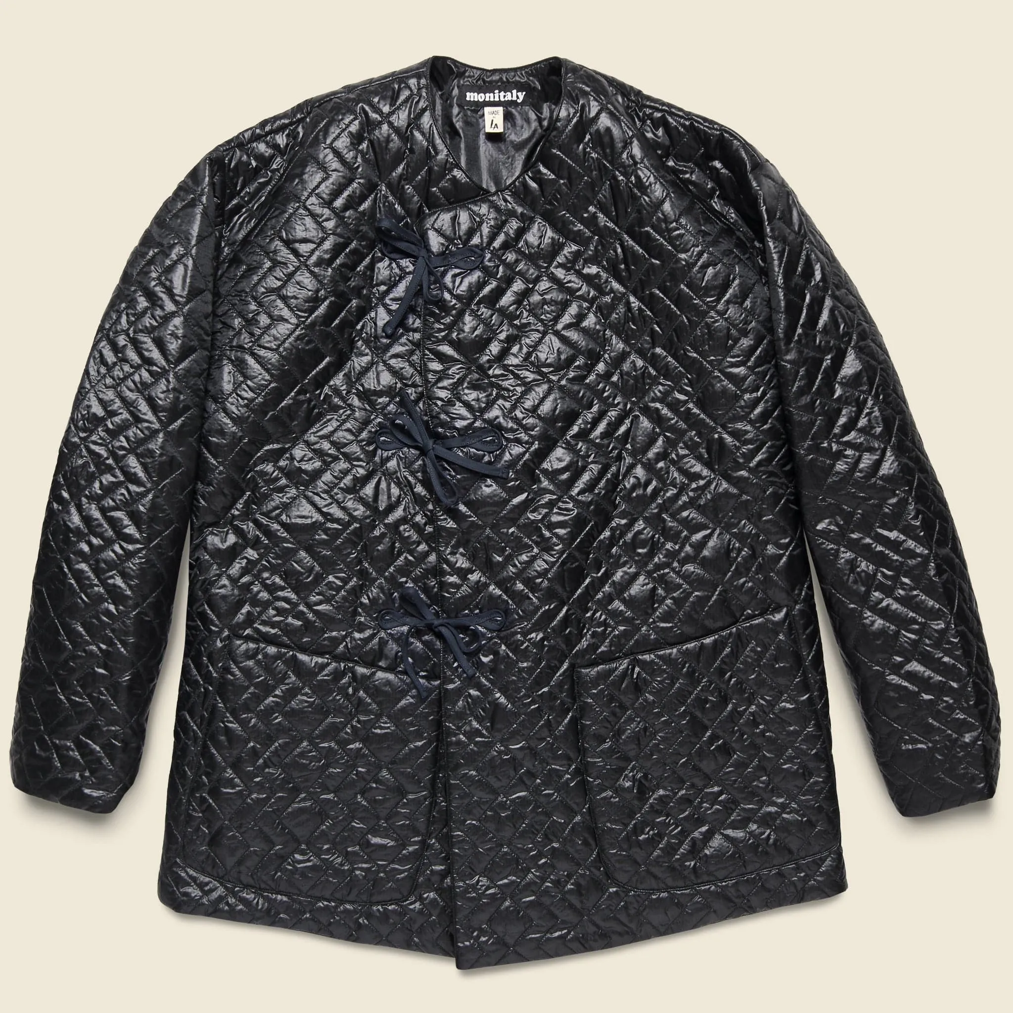 Zig Zag Crewneck Field Shell Jacket - Black